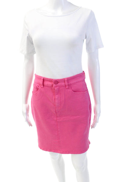 Renuar Womens Cotton Denim Stretch Zippered Mini Skirt Solid Pink Size M