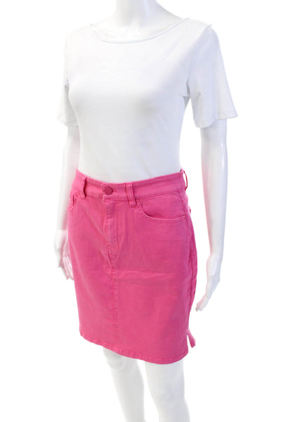 Renuar Womens Cotton Denim Stretch Zippered Mini Skirt Solid Pink Size M