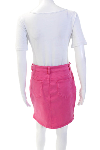 Renuar Womens Cotton Denim Stretch Zippered Mini Skirt Solid Pink Size M