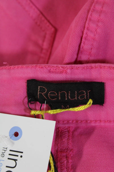 Renuar Womens Cotton Denim Stretch Zippered Mini Skirt Solid Pink Size M