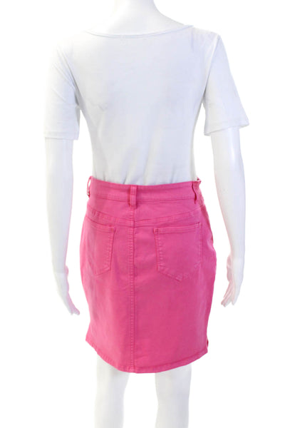 Renuar Womens Cotton Denim Stretch Zippered Mini Skirt Solid Pink Size L