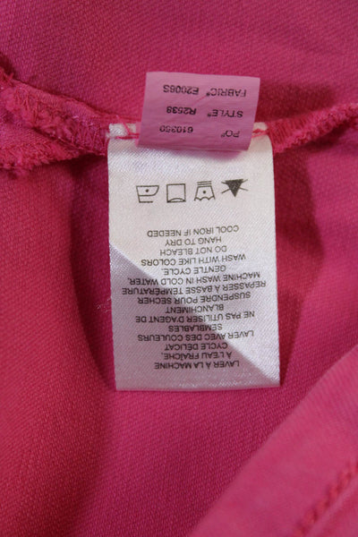 Renuar Womens Cotton Denim Stretch Zippered Mini Skirt Solid Pink Size L