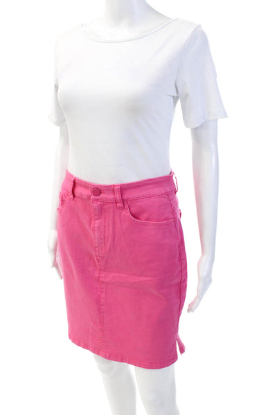 Renuar Womens Cotton Zippered A-Line Denim Mini Skirt Solid Pink Size M