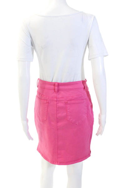 Renuar Womens Cotton Zippered A-Line Denim Mini Skirt Solid Pink Size M