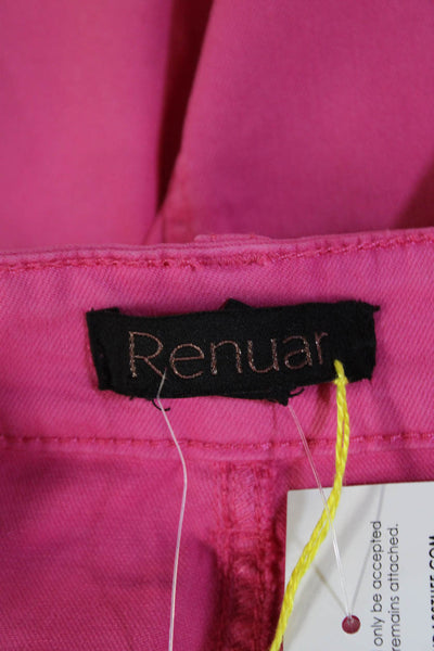 Renuar Womens Cotton Zippered A-Line Denim Mini Skirt Solid Pink Size M