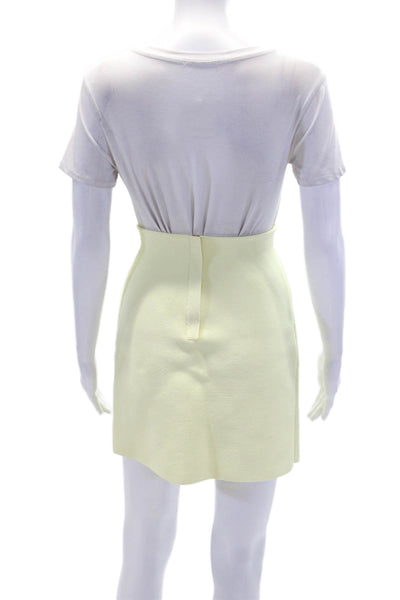 Scanlan Theodore Womens Stretch Zippered Mini A-Line Skirt Yellow Size XS
