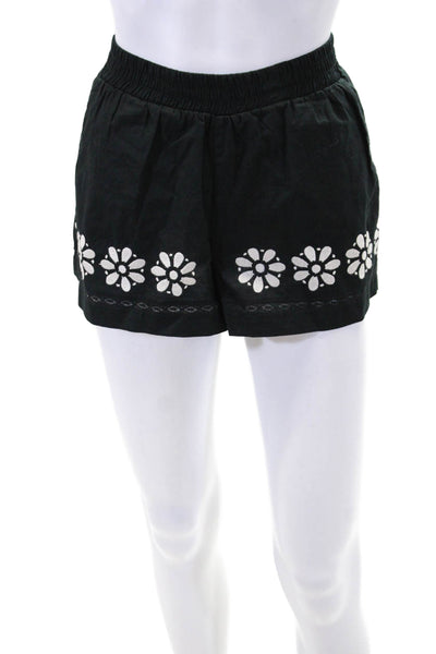 ciro lucia Womens Cotton Floral Print Stretch Casual Shorts Black Size XS