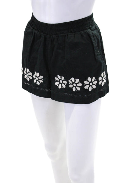 ciro lucia Womens Cotton Floral Print Stretch Casual Shorts Black Size XS