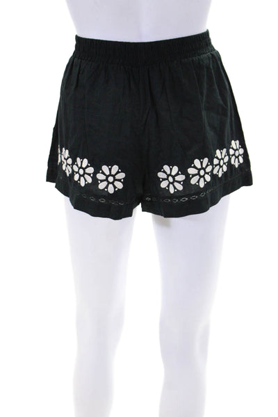 ciro lucia Womens Cotton Floral Print Stretch Casual Shorts Black Size XS