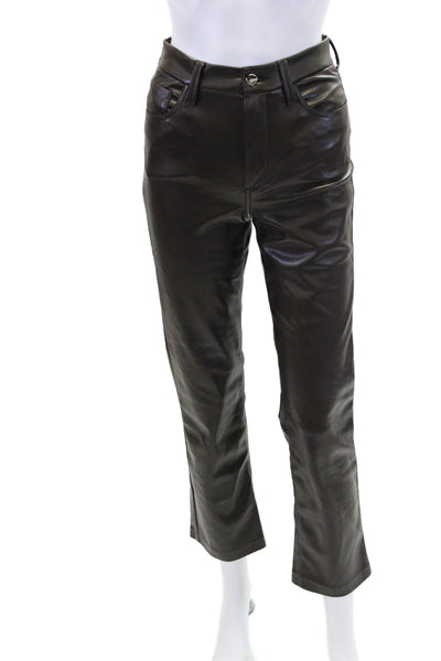 Joes Womens Lyra Slim Mid-Rise Zippered Casual Ankle Pants Brown Size 24