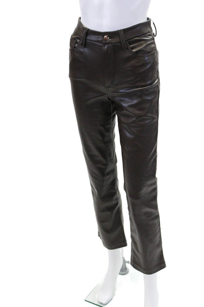 Joes Womens Lyra Slim Mid-Rise Zippered Casual Ankle Pants Brown Size 24
