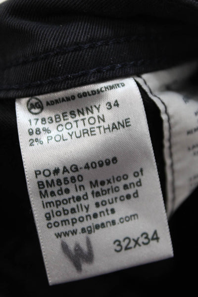 Adriano Goldschmied Womens Cotton Zip Button Straight Leg Pants Black Size EUR 3