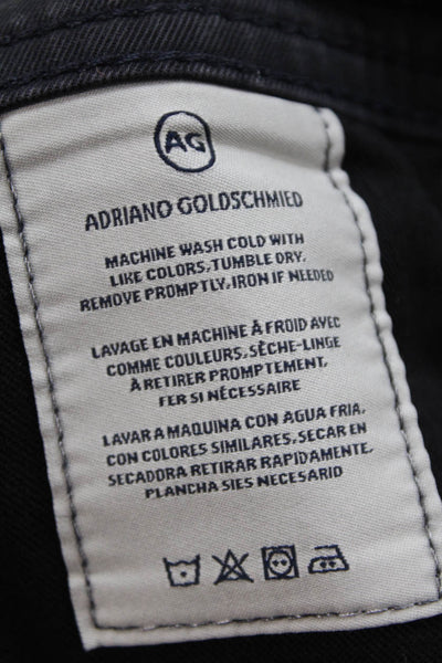 Adriano Goldschmied Womens Cotton Zip Button Straight Leg Pants Black Size EUR 3