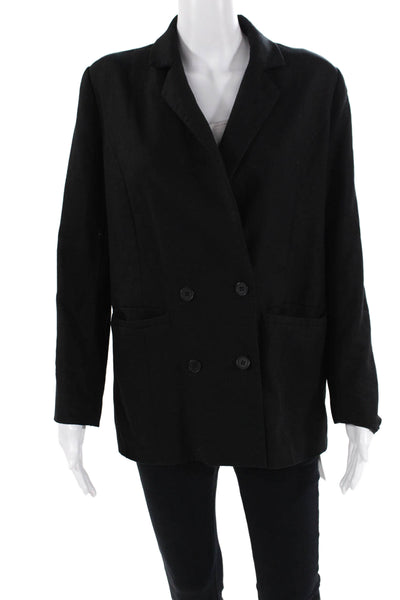 Lioness Womens Linen Double Breasted Button Down Jacket Black Size Extra Small