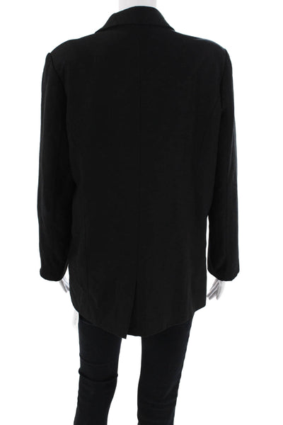 Lioness Womens Linen Double Breasted Button Down Jacket Black Size Extra Small