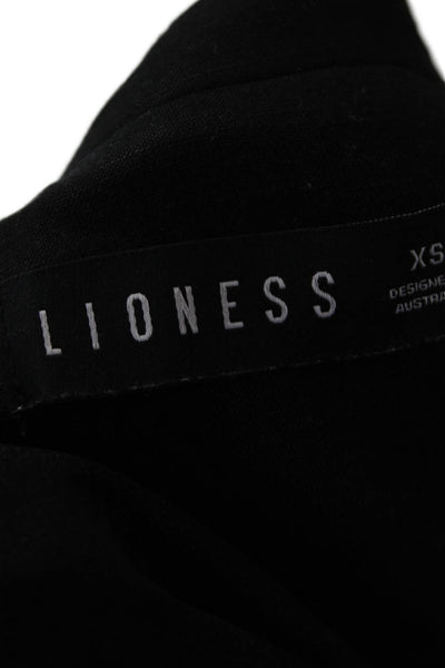 Lioness Womens Linen Double Breasted Button Down Jacket Black Size Extra Small