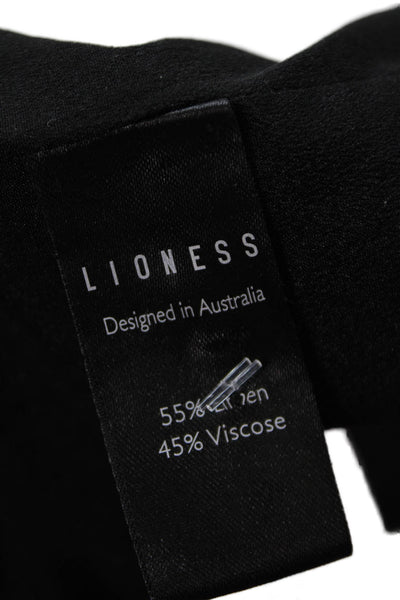 Lioness Womens Linen Double Breasted Button Down Jacket Black Size Extra Small