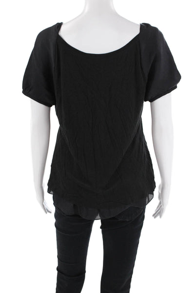 Nina Ricci Womens Scoop Neck Short Sleeve Bow Blouse Black Size 42