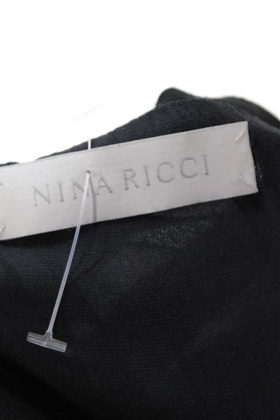 Nina Ricci Womens Scoop Neck Short Sleeve Bow Blouse Black Size 42