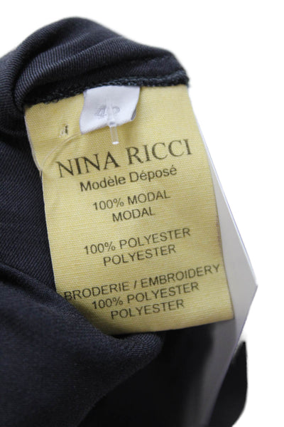 Nina Ricci Womens Scoop Neck Short Sleeve Bow Blouse Black Size 42