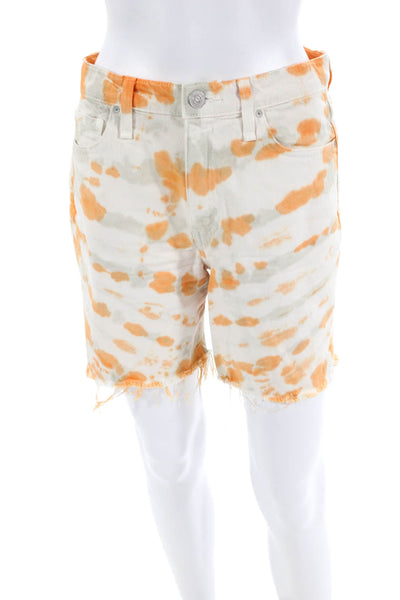 Hudson Womens Cotton Zip Button Tie Dye Casual Shorts Orange Size EUR 27