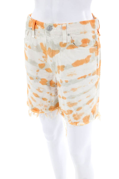 Hudson Womens Cotton Zip Button Tie Dye Casual Shorts Orange Size EUR 27