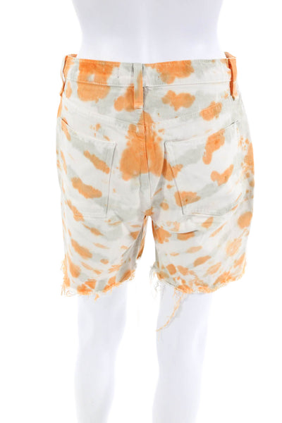 Hudson Womens Cotton Zip Button Tie Dye Casual Shorts Orange Size EUR 27