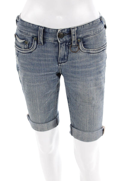 Free People Womens Cotton Zip Button Lined Denim Shorts Blue Size EUR 27
