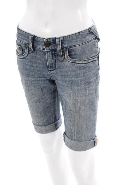 Free People Womens Cotton Zip Button Lined Denim Shorts Blue Size EUR 27