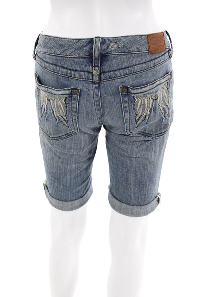 Free People Womens Cotton Zip Button Lined Denim Shorts Blue Size EUR 27