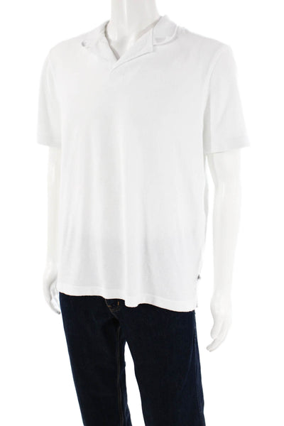 Ted Baker Mens Cotton Short Sleeve V-neck Casual Polo Top White Size 03