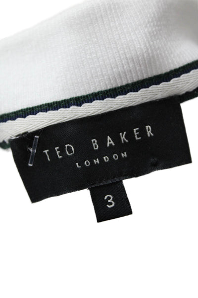 Ted Baker Mens Cotton Short Sleeve V-neck Casual Polo Top White Size 03