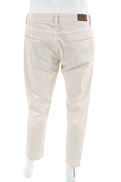 Fradi Mens Cotton Textured Zip Button Casual Straight Leg Pants Khaki Size EUR 3