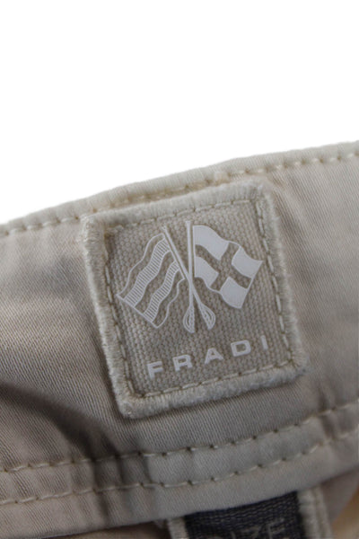 Fradi Mens Cotton Textured Zip Button Casual Straight Leg Pants Khaki Size EUR 3