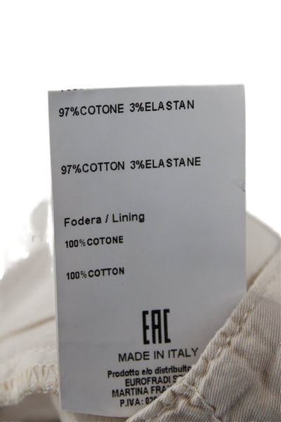 Fradi Mens Cotton Textured Zip Button Casual Straight Leg Pants Khaki Size EUR 3