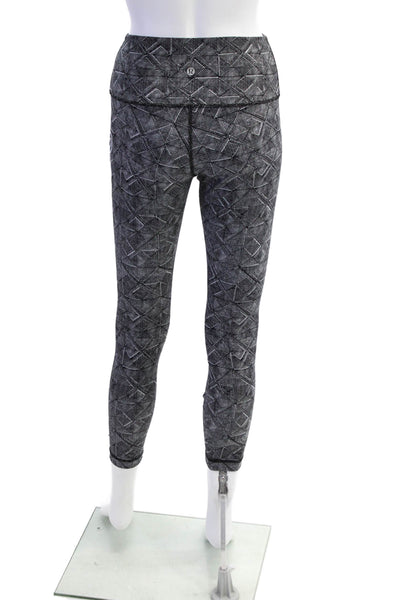 Lululemon Womens Geometric Print Pull On Athletic Leggings Black White Size 6