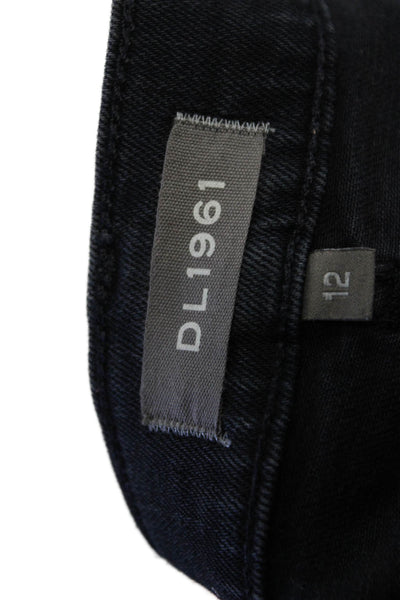 DL1961 Childrens Girls Zane Supper Skinny Leg Jeans Black Cotton Size 12