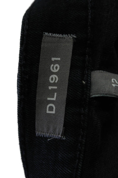 DL1961 Childrens Girls Zane Super Skinny Leg Jeans Black Cotton Size 12