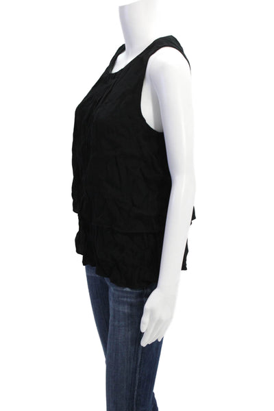 J Crew Womens Crew Neck Sleeveless Layered Tank Top Black Size 6
