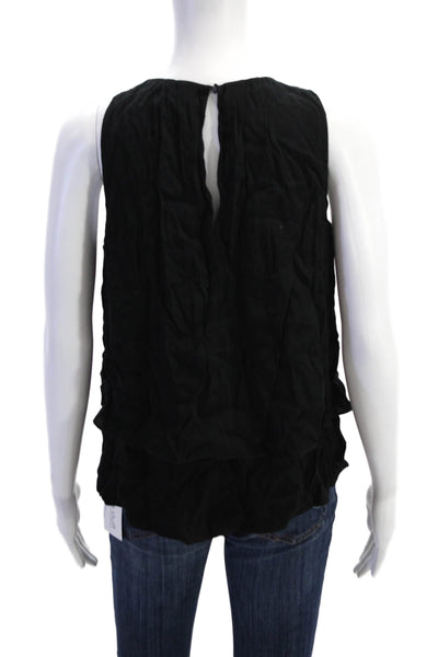 J Crew Womens Crew Neck Sleeveless Layered Tank Top Black Size 6
