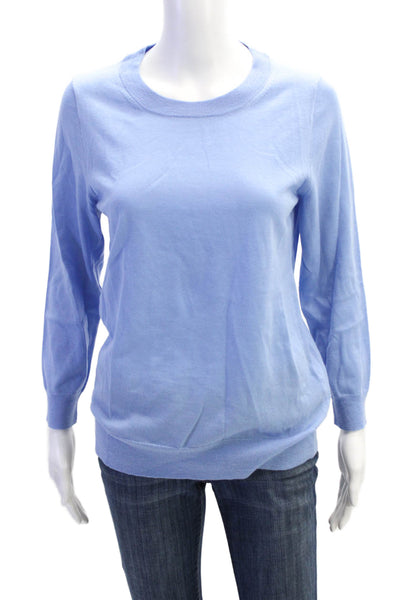 J Crew Womens Long Sleeves Crew Neck Sweater Sky Blue Wool Size Medium