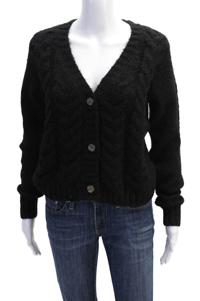 Vero Moda Womens Cable Knit Button Down Cardigan Sweater Black Size Extra Small