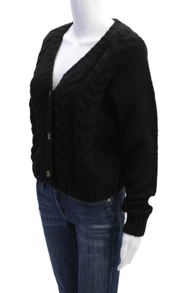 Vero Moda Womens Cable Knit Button Down Cardigan Sweater Black Size Extra Small