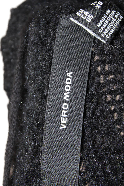 Vero Moda Womens Cable Knit Button Down Cardigan Sweater Black Size Extra Small