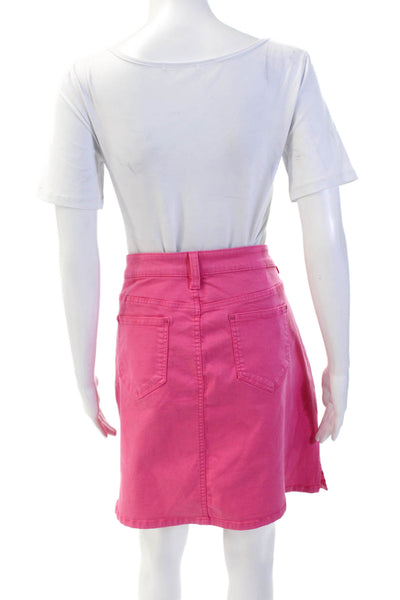 Renuar Womens Cotton Denim Stretch Zippered Mini Skirt Solid Pink Size XL