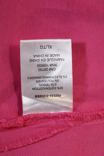 Renuar Womens Cotton Denim Stretch Zippered Mini Skirt Solid Pink Size XL
