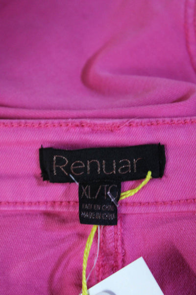 Renuar Womens Cotton Denim Stretch Zippered Mini Skirt Solid Pink Size XL