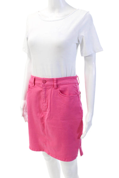 Renuar Womens Cotton Denim Stretch Zippered Mini Skirt Solid Pink Size S