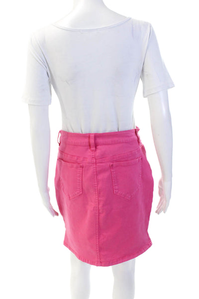 Renuar Womens Cotton Denim Stretch Zippered Mini Skirt Solid Pink Size S