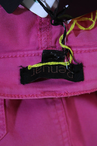 Renuar Womens Cotton Denim Stretch Zippered Mini Skirt Solid Pink Size S